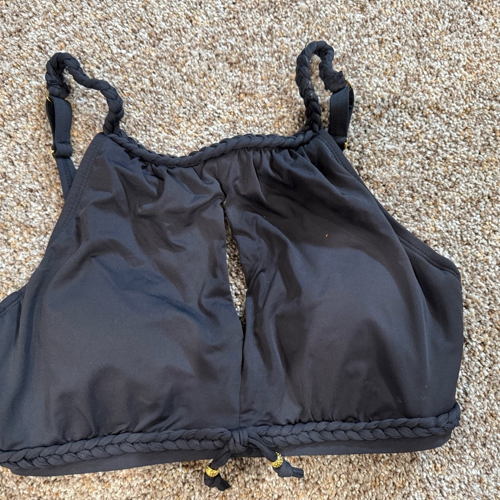 Black Braided Keyhole Bikini Top